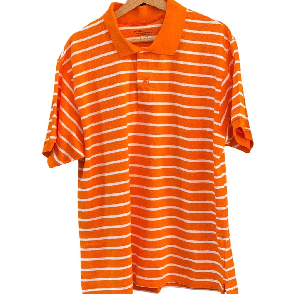 Y2K Deadstock Basic Editions Striped Polo Preppy Coastal Summer Sporty